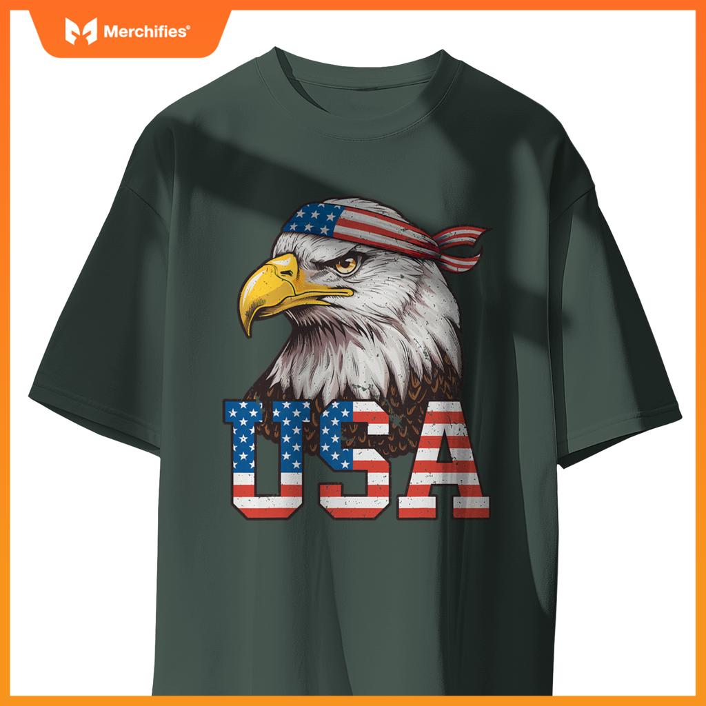 USA American Flag Men Women Kids Bald Eagle Patriotic T-Shirt