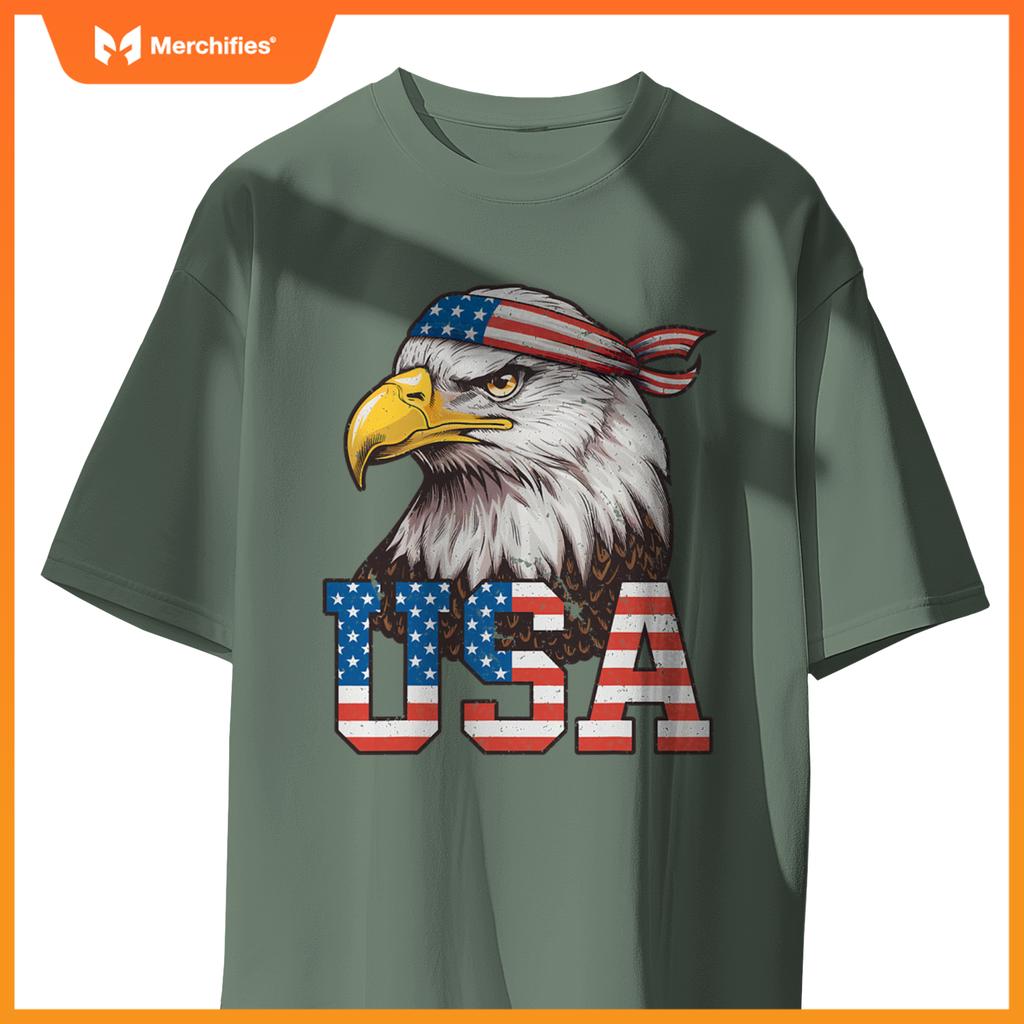 USA American Flag Men Women Kids Bald Eagle Patriotic T-Shirt