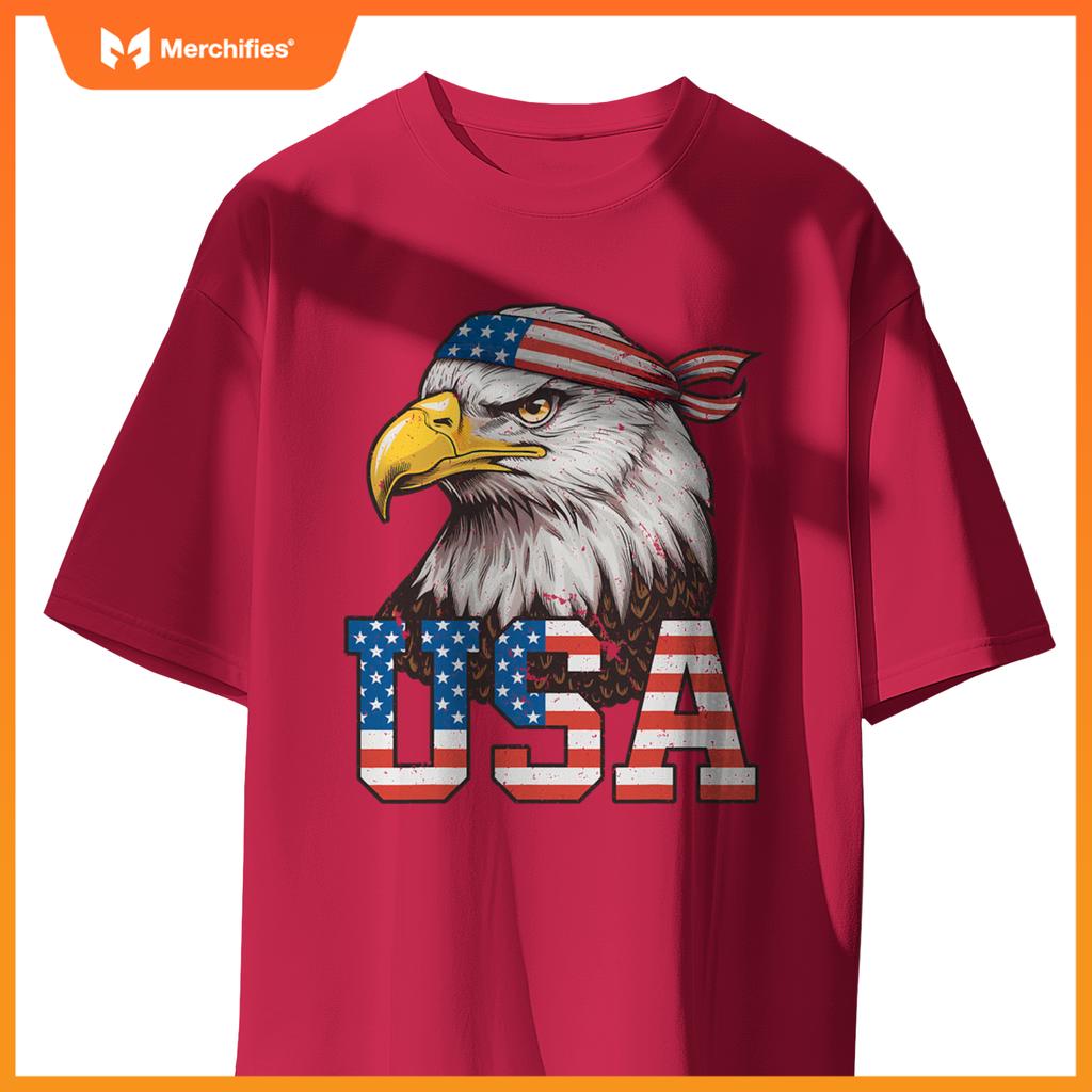 USA American Flag Men Women Kids Bald Eagle Patriotic T-Shirt