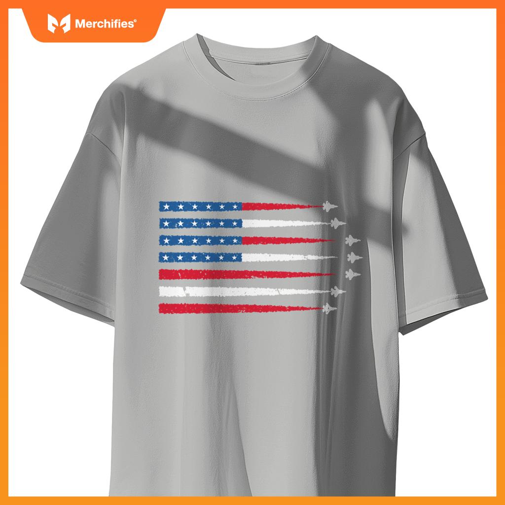 USA American Flag Men Women Kids Fighter Jets Patriotic T-Shirt