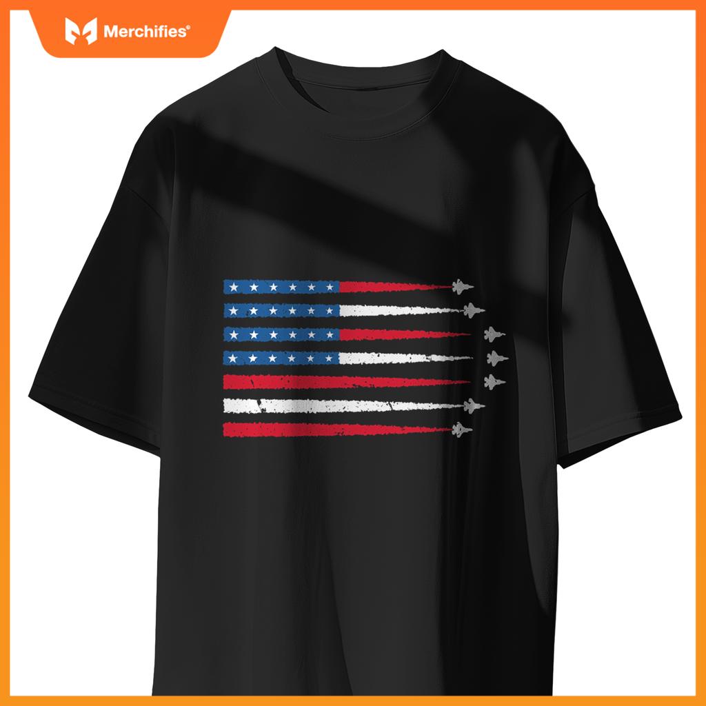 USA American Flag Men Women Kids Fighter Jets Patriotic T-Shirt