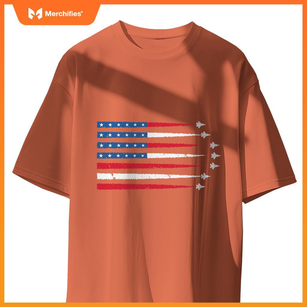 USA American Flag Men Women Kids Fighter Jets Patriotic T-Shirt