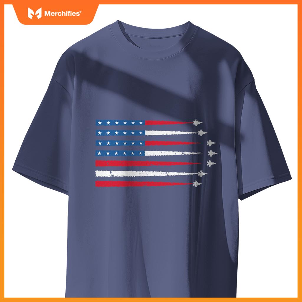USA American Flag Men Women Kids Fighter Jets Patriotic T-Shirt