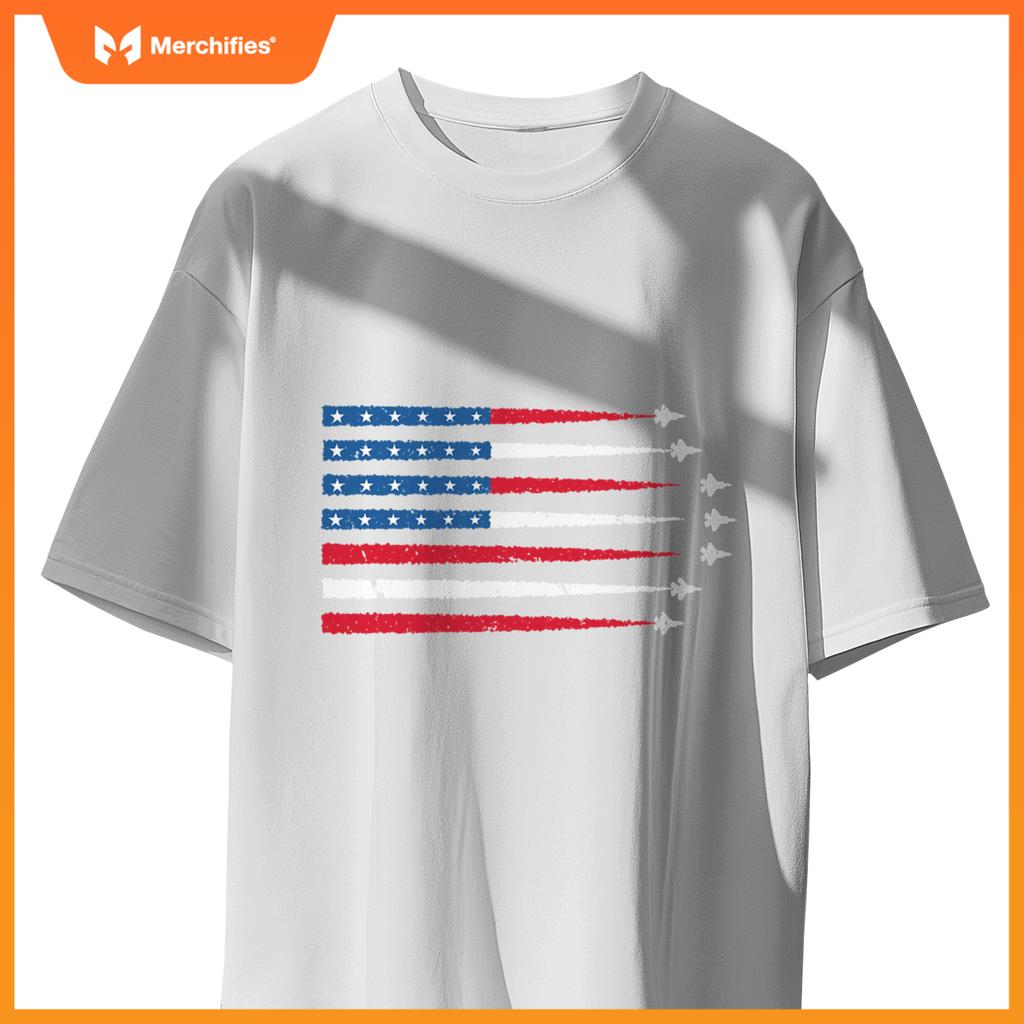 USA American Flag Men Women Kids Fighter Jets Patriotic T-Shirt