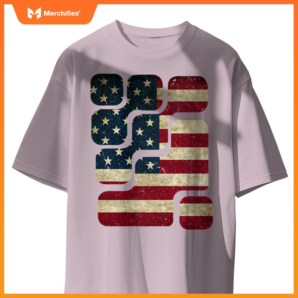 USA American Flag Patriotic Retro Puzzle Mens Womens Kids T-Shirt