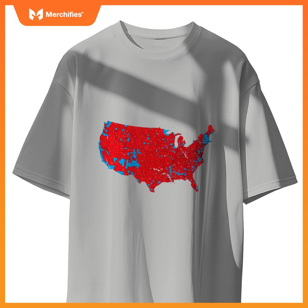 USA County Election Map - Patriotic Red and Blue Map T-Shirt