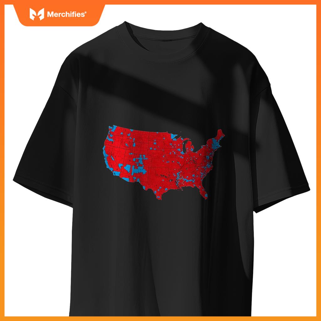 USA County Election Map - Patriotic Red and Blue Map T-Shirt