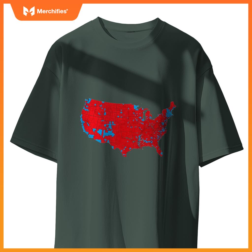 USA County Election Map - Patriotic Red and Blue Map T-Shirt