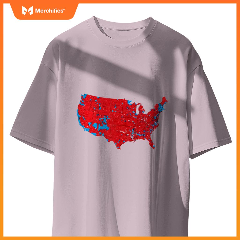 USA County Election Map - Patriotic Red and Blue Map T-Shirt