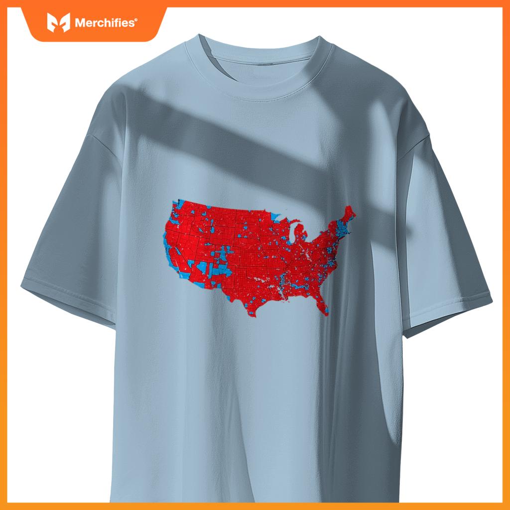 USA County Election Map - Patriotic Red and Blue Map T-Shirt