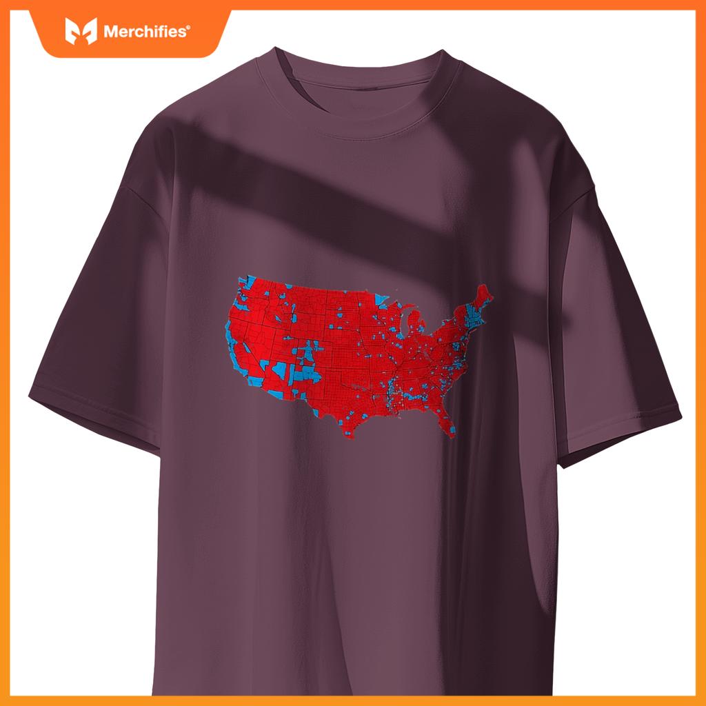 USA County Election Map - Patriotic Red and Blue Map T-Shirt