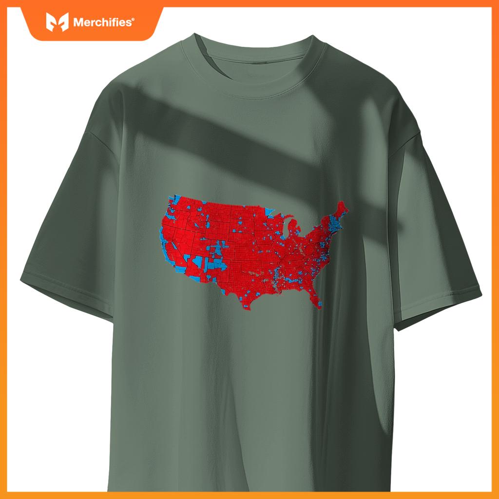 USA County Election Map - Patriotic Red and Blue Map T-Shirt