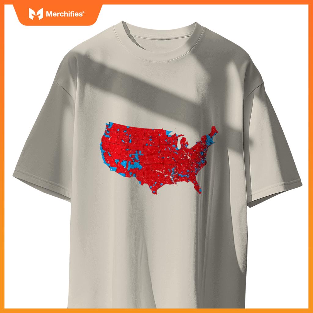 USA County Election Map - Patriotic Red and Blue Map T-Shirt