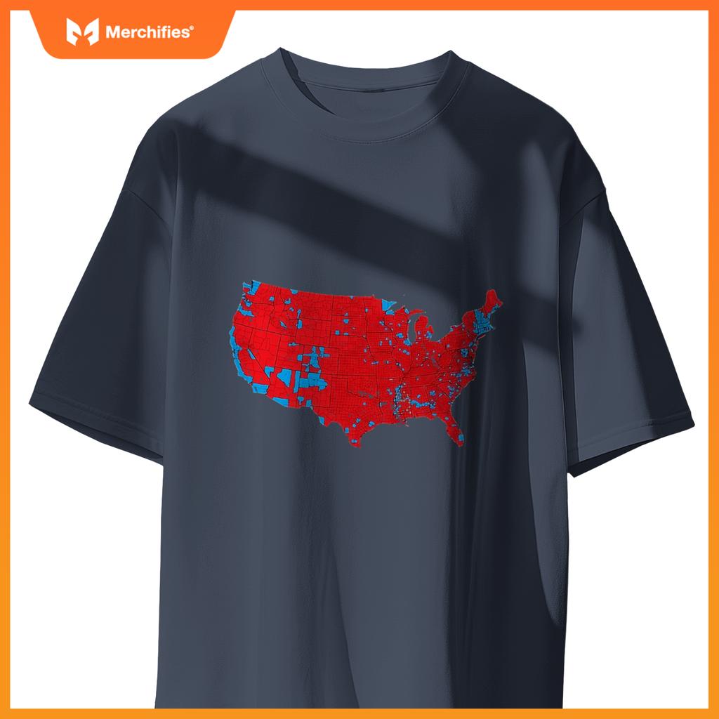 USA County Election Map - Patriotic Red and Blue Map T-Shirt