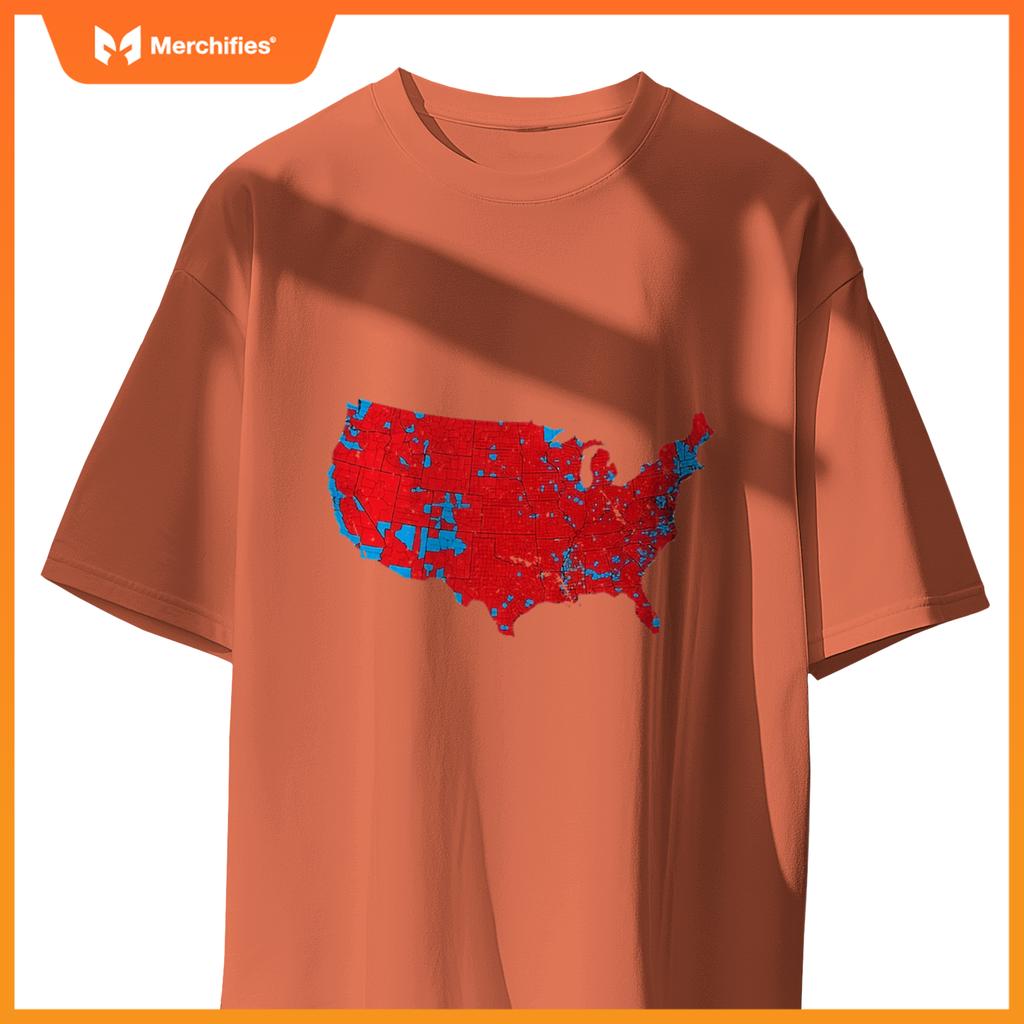 USA County Election Map - Patriotic Red and Blue Map T-Shirt