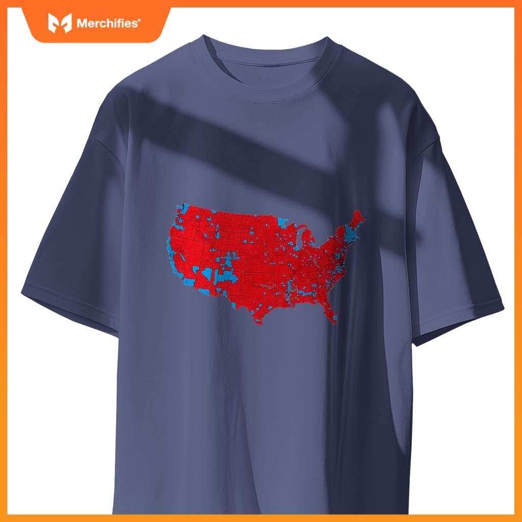 USA County Election Map - Patriotic Red and Blue Map T-Shirt