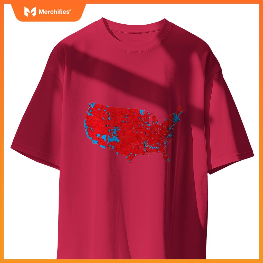 USA County Election Map - Patriotic Red and Blue Map T-Shirt