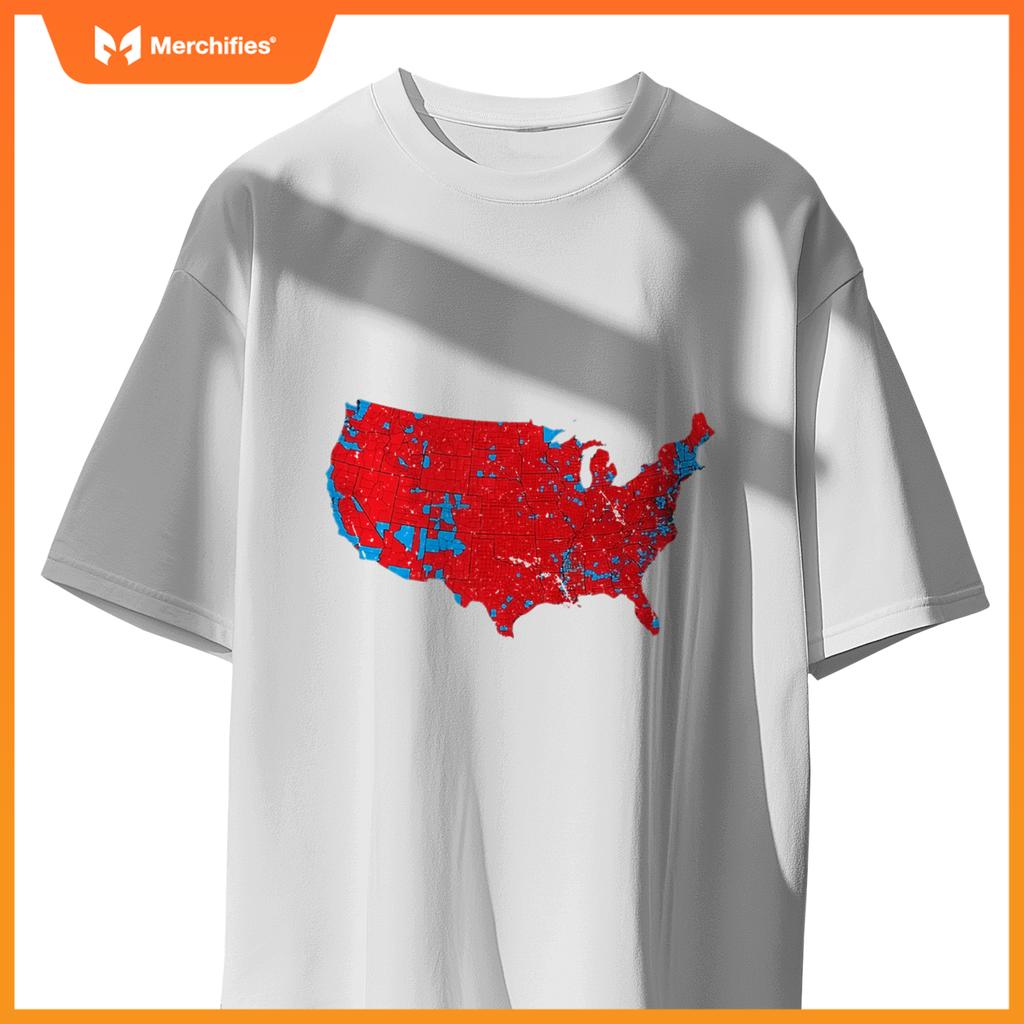 USA County Election Map - Patriotic Red and Blue Map T-Shirt