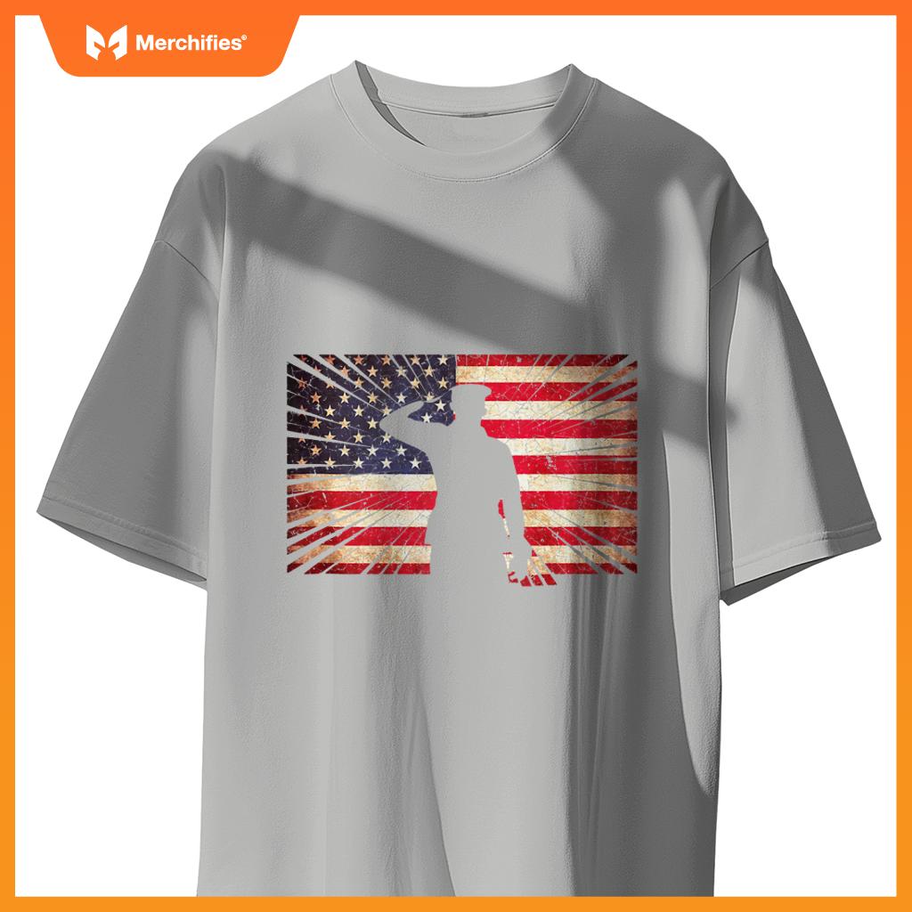 USA US Flag Patriotic 4th of July America Veteran Family T-Shirt