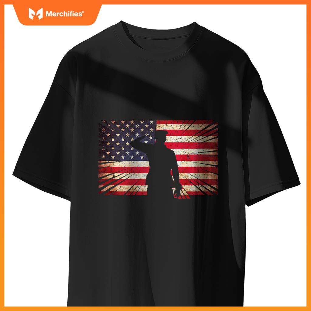 USA US Flag Patriotic 4th of July America Veteran Family T-Shirt