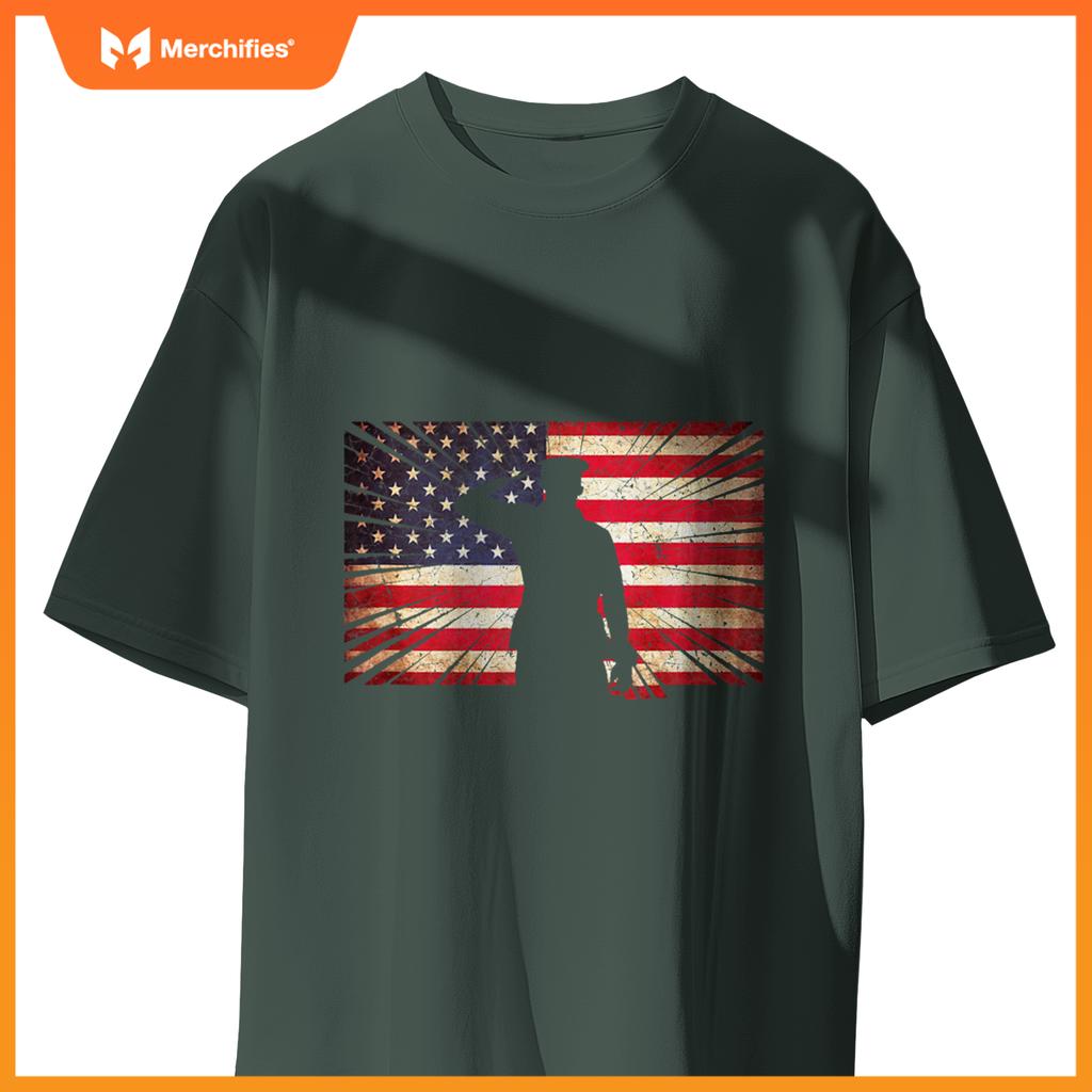 USA US Flag Patriotic 4th of July America Veteran Family T-Shirt