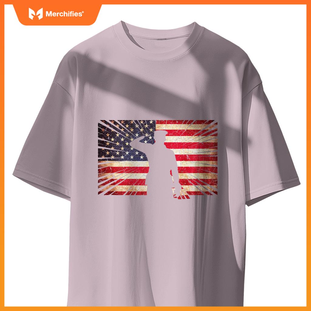 USA US Flag Patriotic 4th of July America Veteran Family T-Shirt