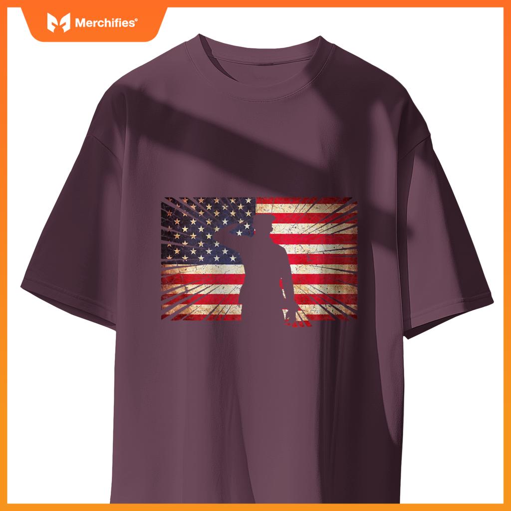 USA US Flag Patriotic 4th of July America Veteran Family T-Shirt