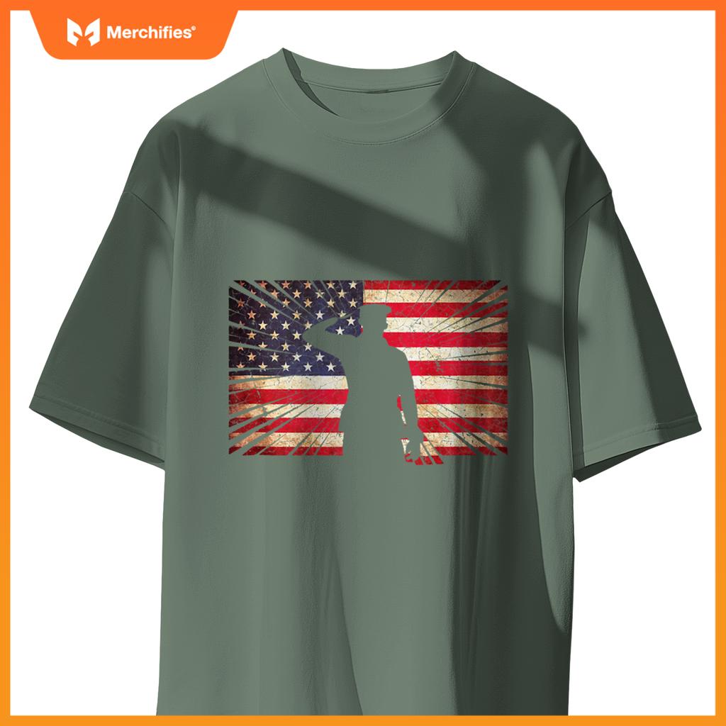 USA US Flag Patriotic 4th of July America Veteran Family T-Shirt