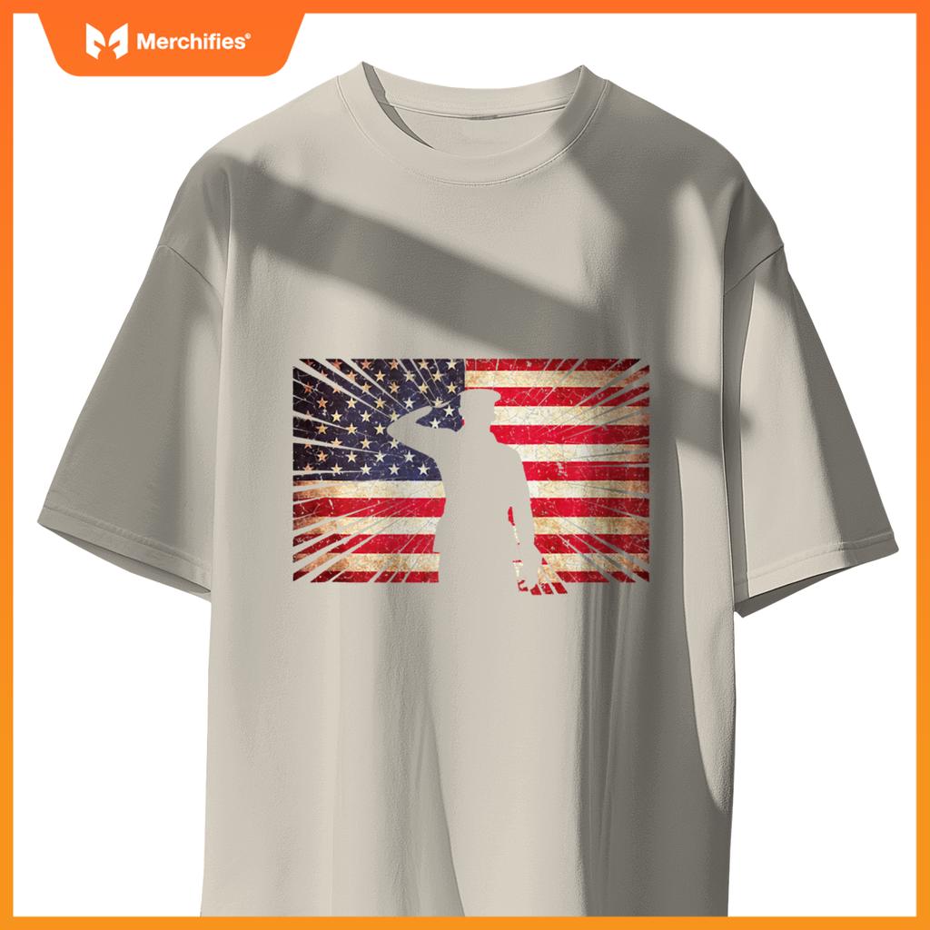 USA US Flag Patriotic 4th of July America Veteran Family T-Shirt
