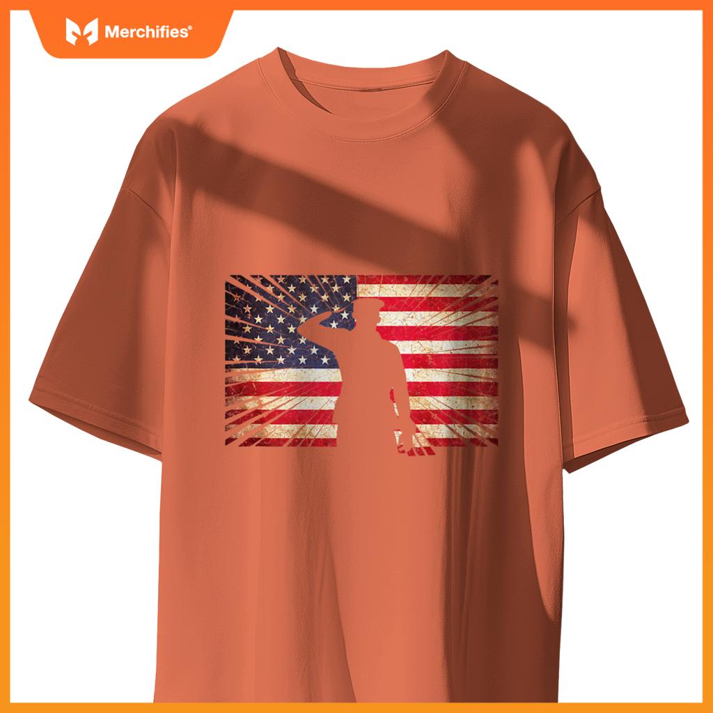USA US Flag Patriotic 4th of July America Veteran Family T-Shirt