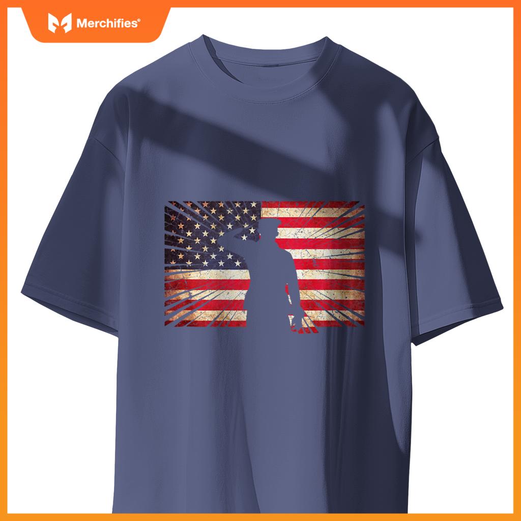 USA US Flag Patriotic 4th of July America Veteran Family T-Shirt