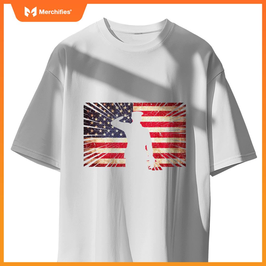 USA US Flag Patriotic 4th of July America Veteran Family T-Shirt