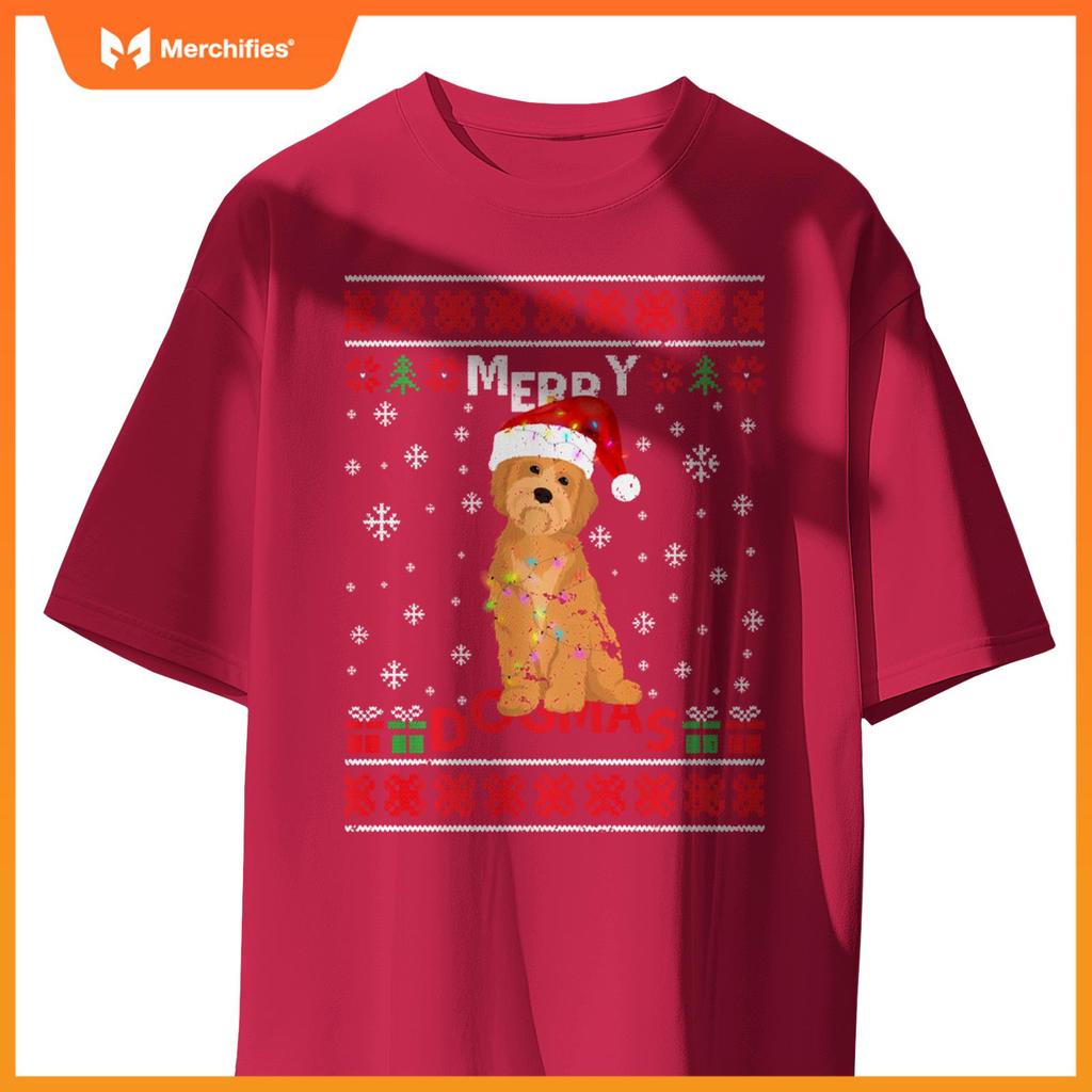 Ugly Funny Merry Dogmas Havanese Xmas Dog Santa Hat Lights T-Shirt