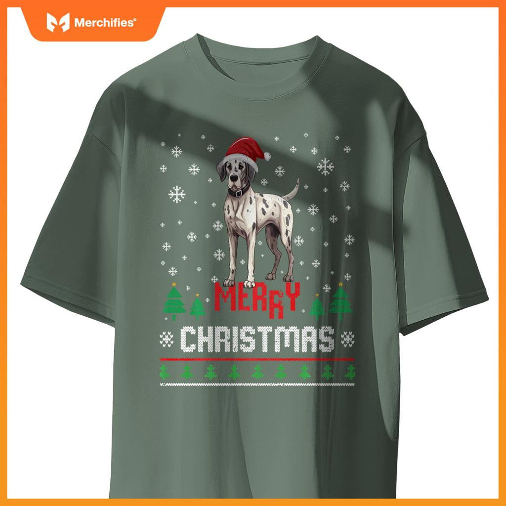Ugly Merry Christmas Great Dane Xmas Dog Santa Hat T-Shirt