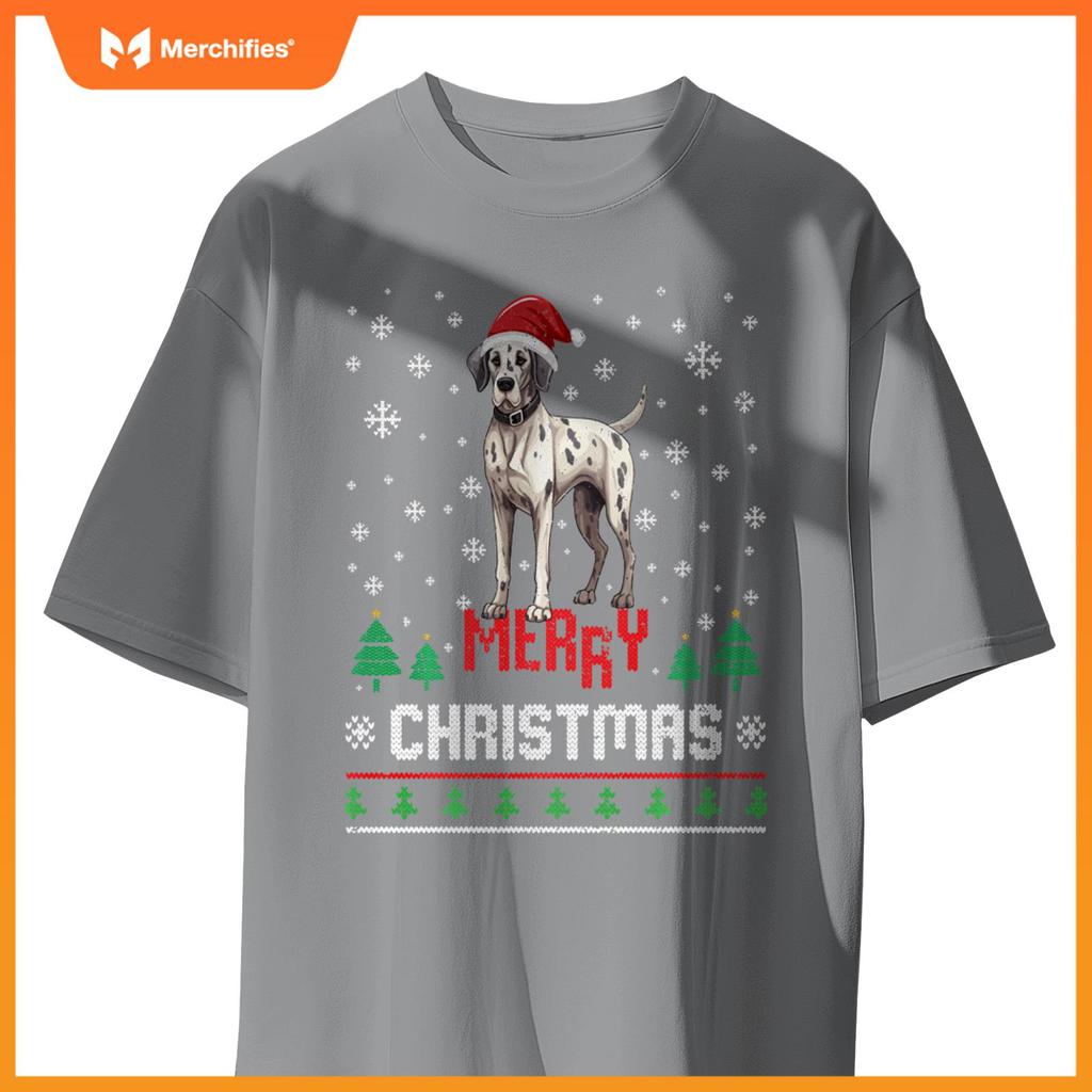 Ugly Merry Christmas Great Dane Xmas Dog Santa Hat T-Shirt