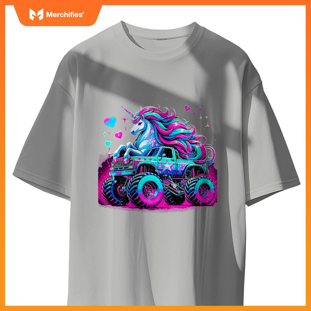 Unicorn Monster Truck Girl Birthday Party T-Shirt