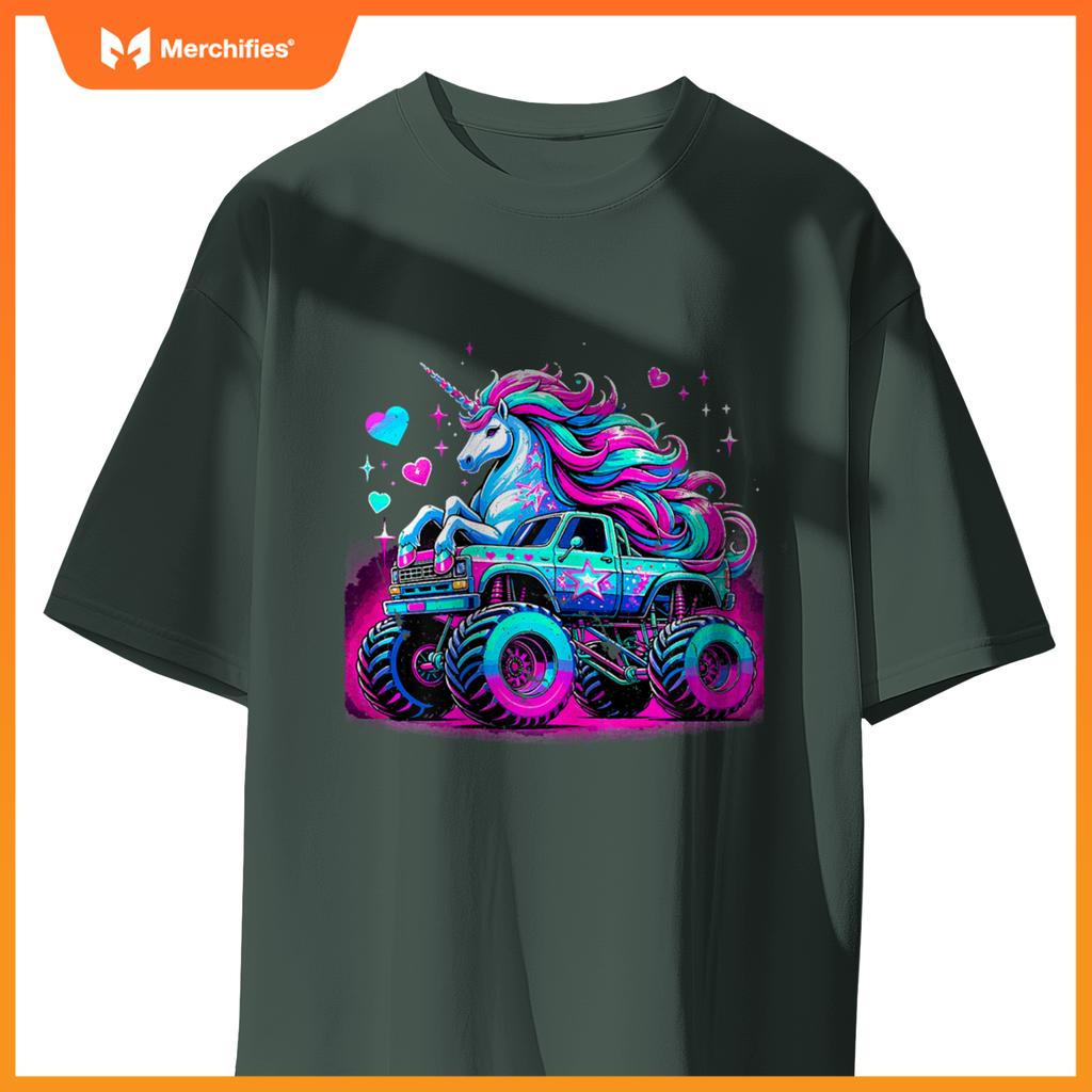 Unicorn Monster Truck Girl Birthday Party T-Shirt