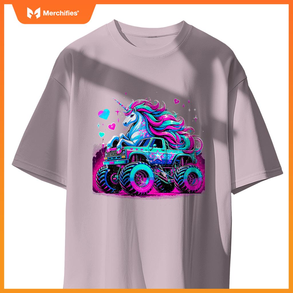 Unicorn Monster Truck Girl Birthday Party T-Shirt