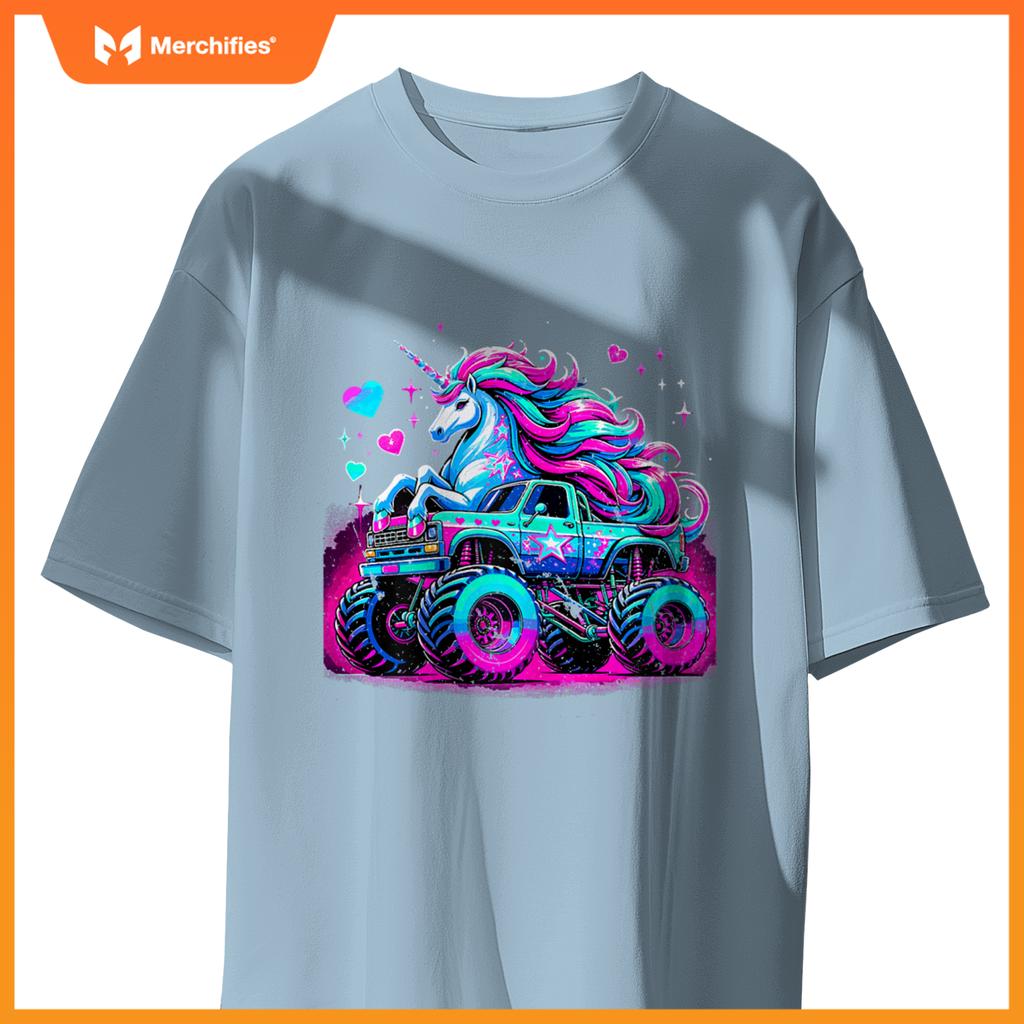 Unicorn Monster Truck Girl Birthday Party T-Shirt