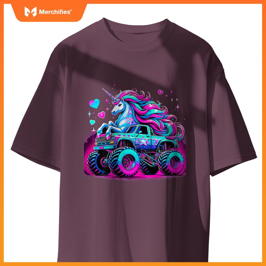 Unicorn Monster Truck Girl Birthday Party T-Shirt