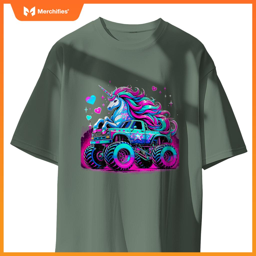 Unicorn Monster Truck Girl Birthday Party T-Shirt