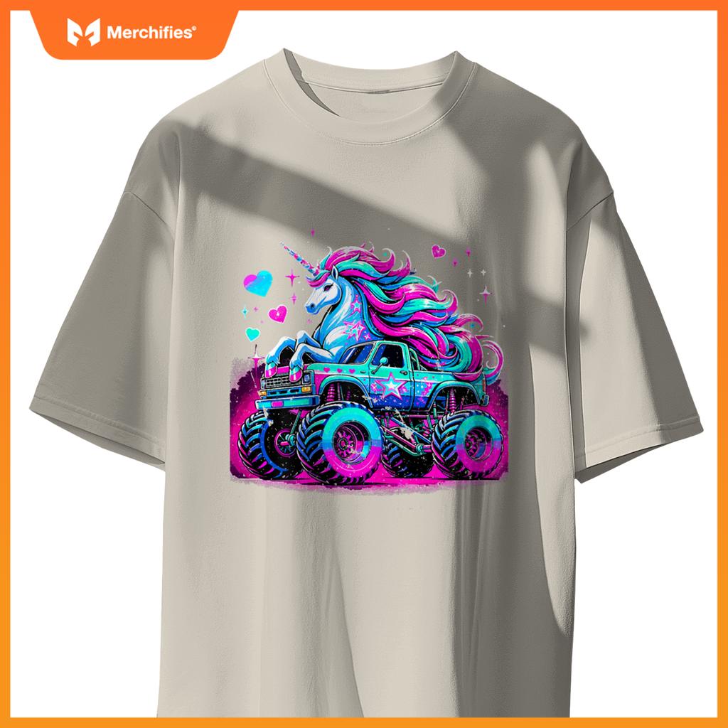 Unicorn Monster Truck Girl Birthday Party T-Shirt