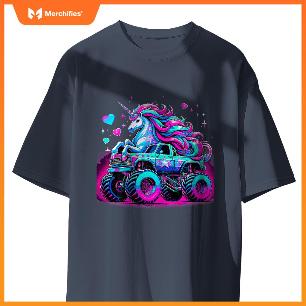 Unicorn Monster Truck Girl Birthday Party T-Shirt