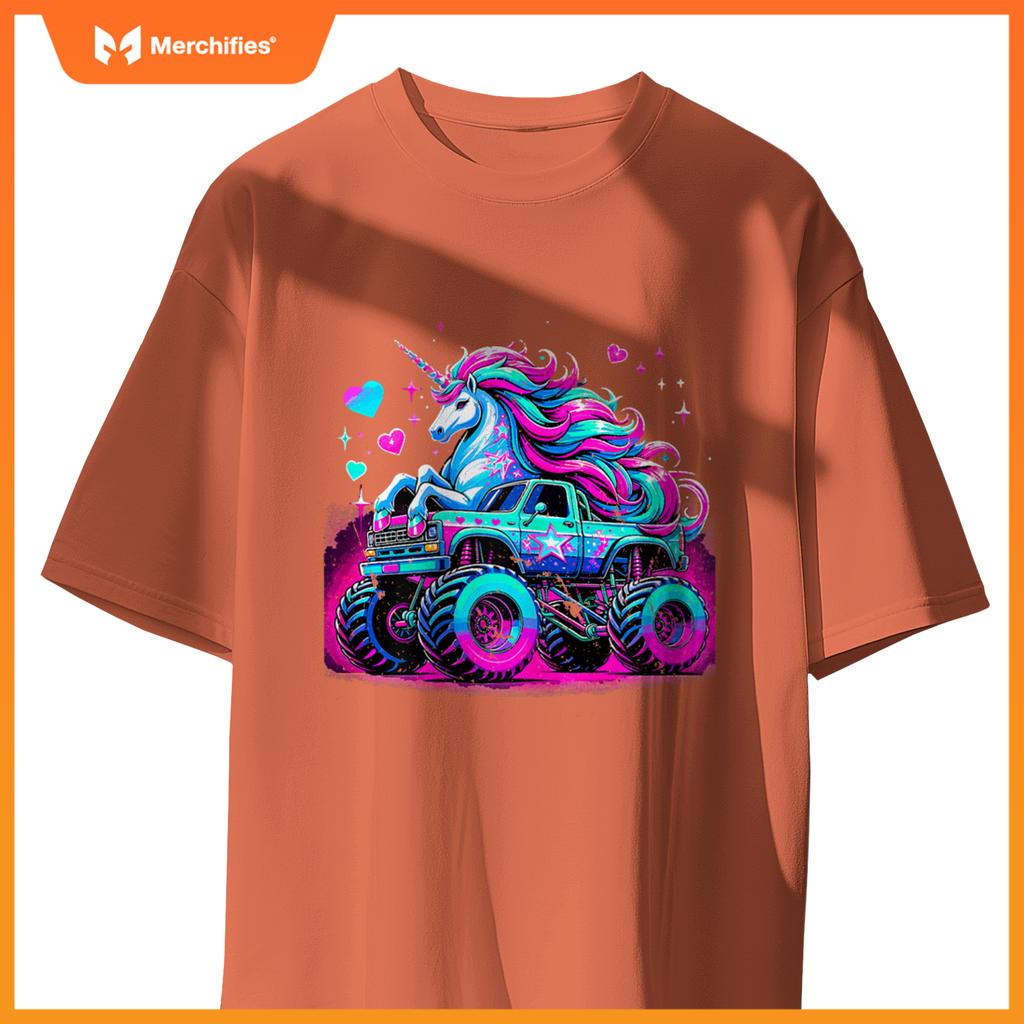 Unicorn Monster Truck Girl Birthday Party T-Shirt