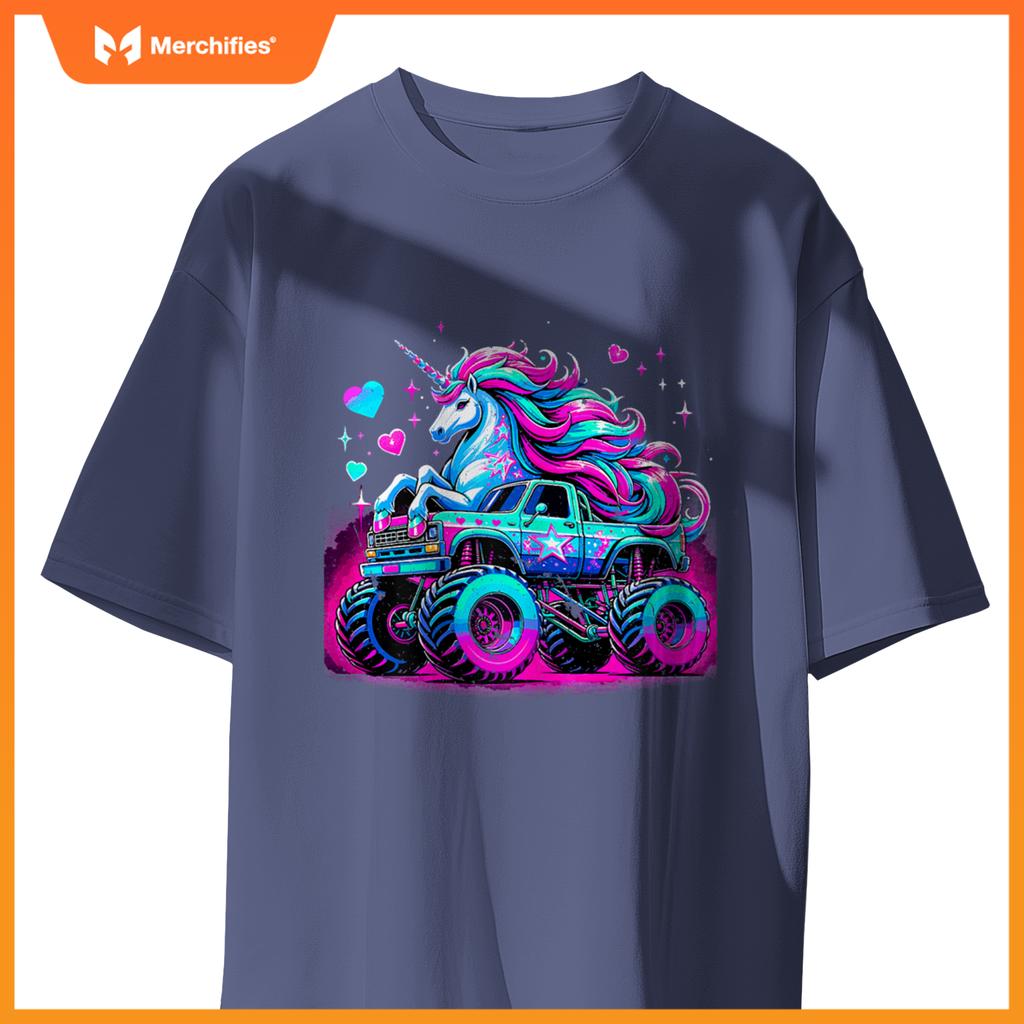 Unicorn Monster Truck Girl Birthday Party T-Shirt