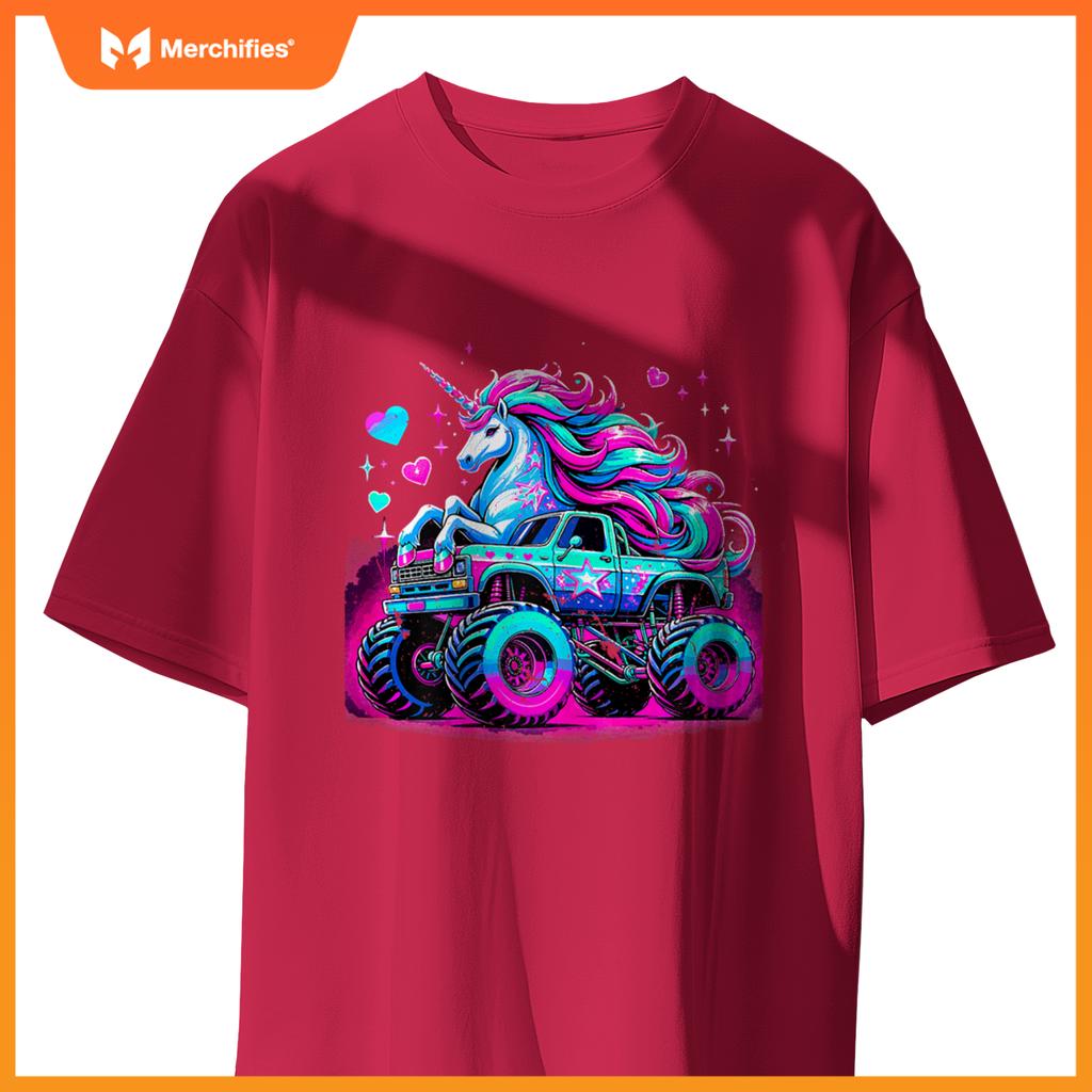Unicorn Monster Truck Girl Birthday Party T-Shirt