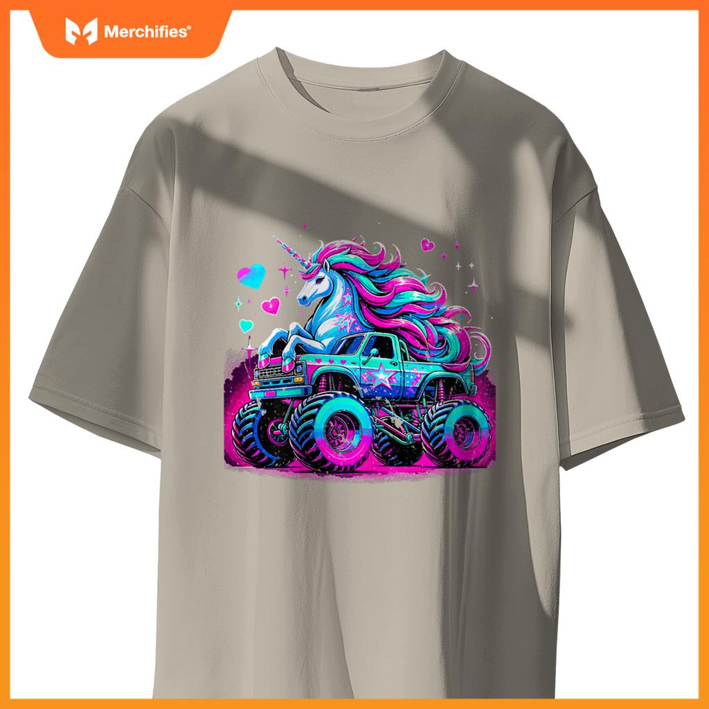 Unicorn Monster Truck Girl Birthday Party T-Shirt