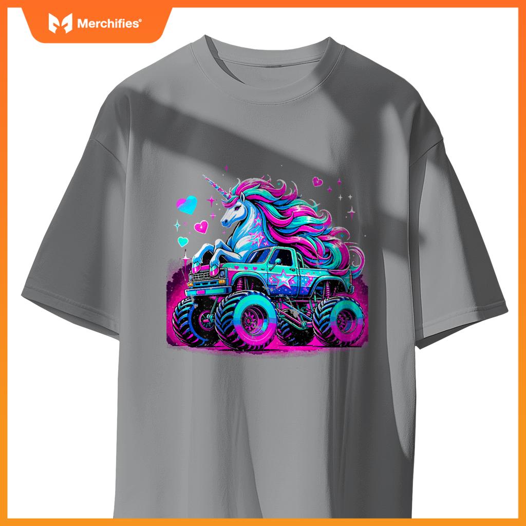 Unicorn Monster Truck Girl Birthday Party T-Shirt