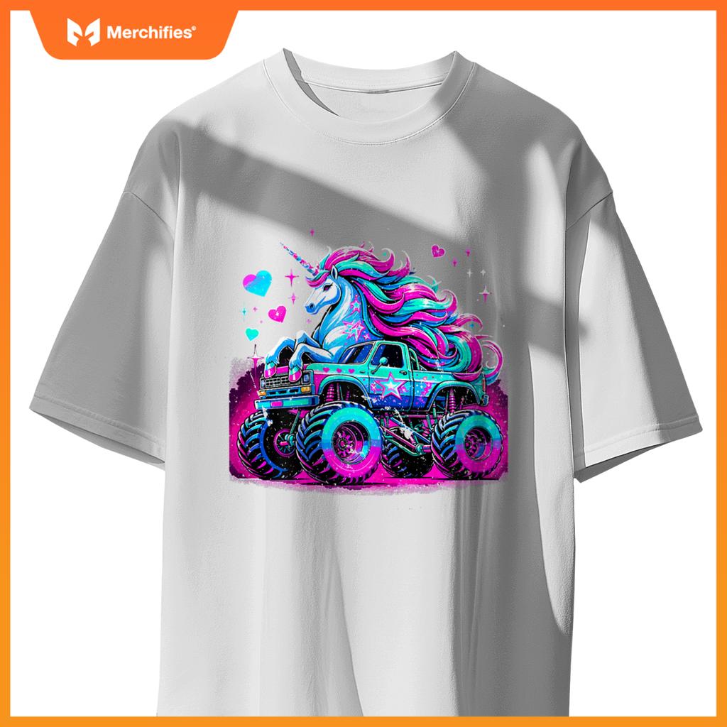 Unicorn Monster Truck Girl Birthday Party T-Shirt