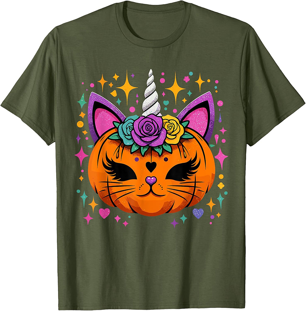 Unicorn Pumpkin Girls Halloween Costume T-Shirt